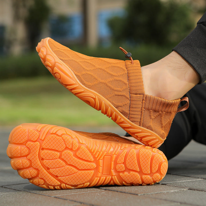 Unisex nan Hybrid Slipper for indoor and outdoor with elastic knitted shaft, drawstring and profiled rubber sole Mune Fashion