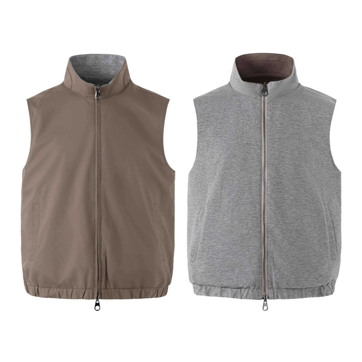 Unisex Reversible Padded Vest with High Stand-Up Collar and Elastic Hem Mune Fashion