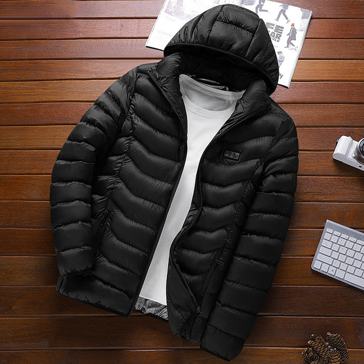 Men's ultralight quilted down jacket with hood, wind-resistant outer shell and packing function Mune Fashion