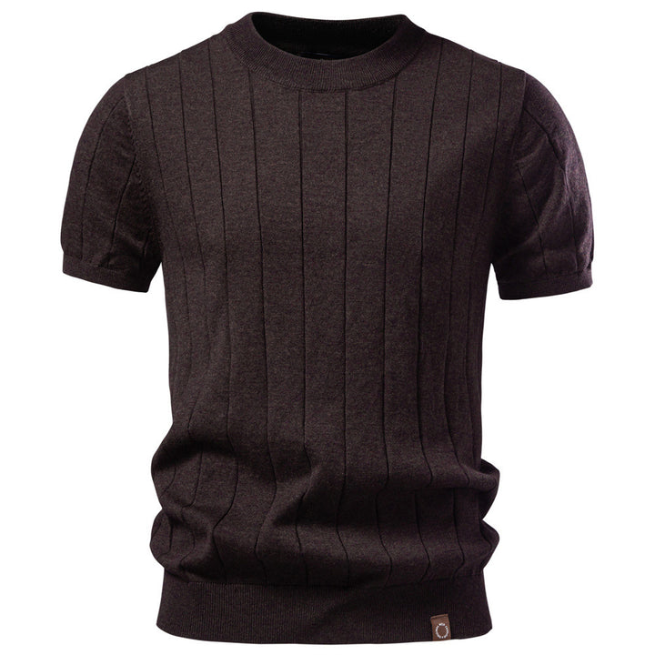 Men's lightweight short-sleeve knit pullover with fine rib structure and round neck Mune Fashion