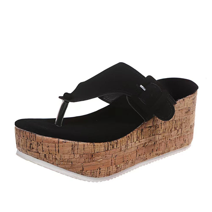 Women's wedge sandals with cork platform and adjustable buckle strap Mune Fashion