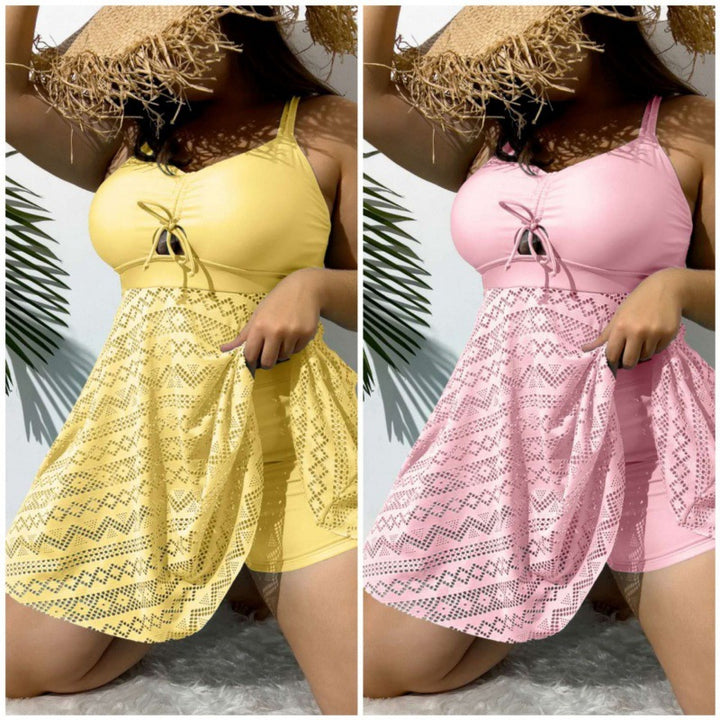Ladies gathered swimsuit with flared skirt Mune Fashion