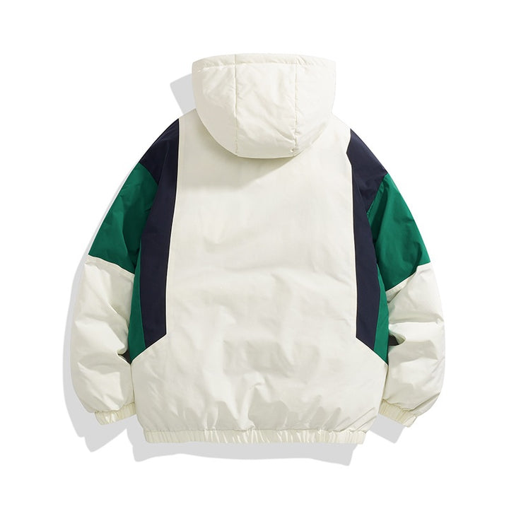 Unisex hooded quilted jacket in color block look with elastic hem, kangaroo pockets & light thermal lining Mune Fashion