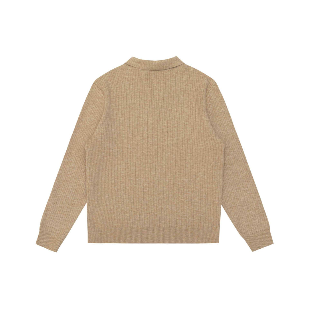 Unisex Ribbed Polo Collar Sweater made of Fine Knit with Button Placket Mune Fashion