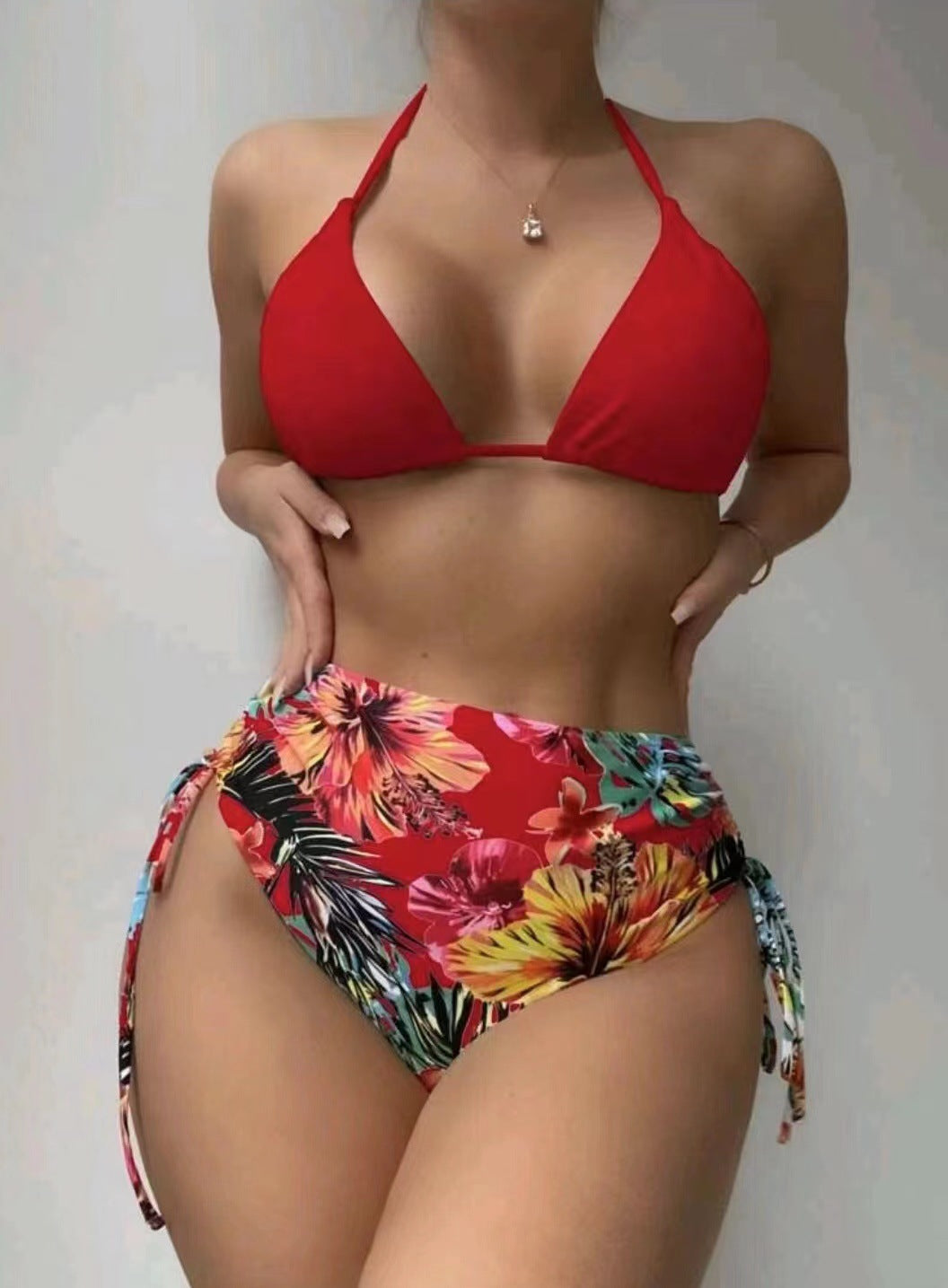 Ladies high-cut bikini with floral design and elegant wrap top Mune Fashion