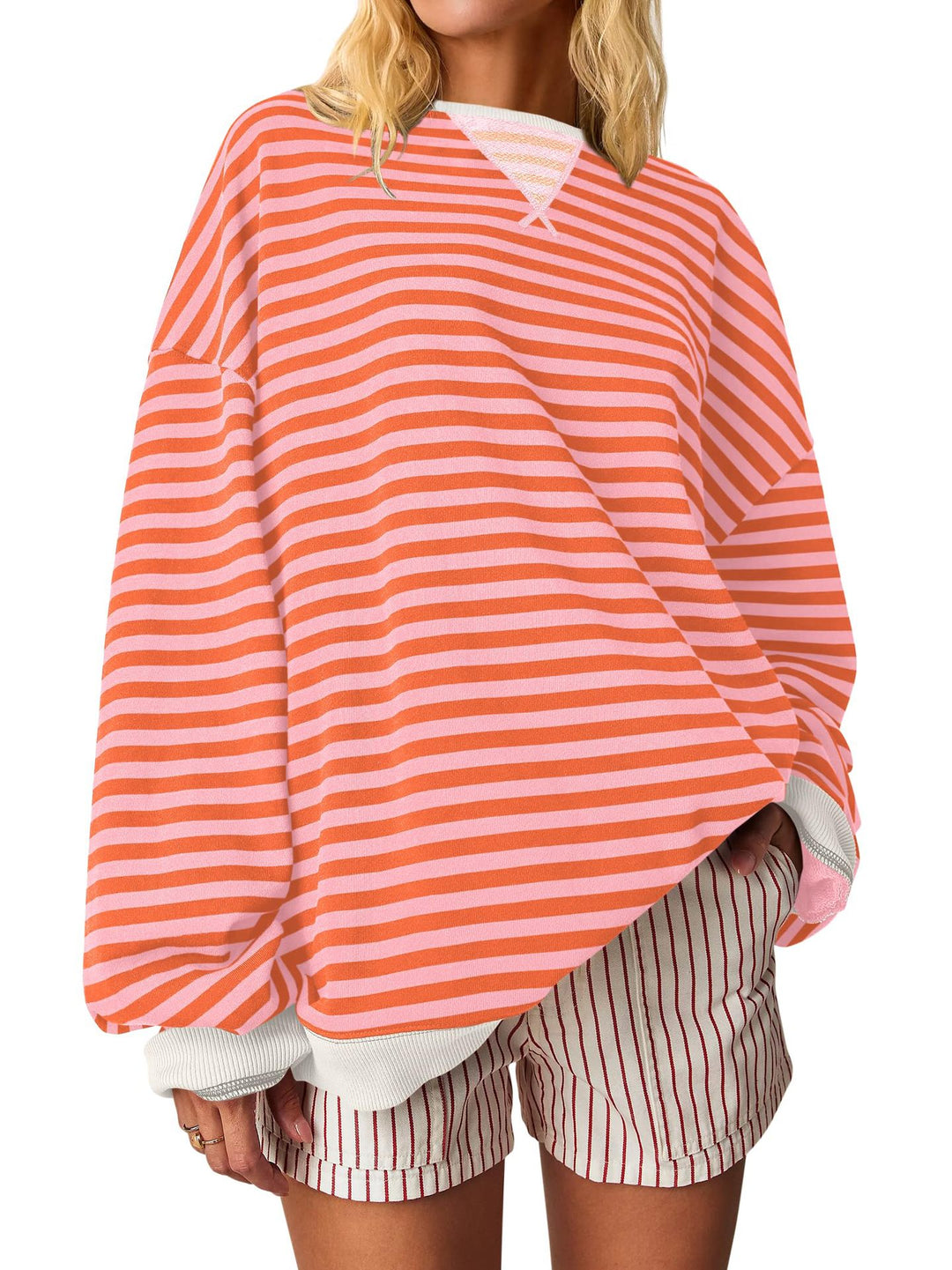 Women Oversized Striped Sweatshirt