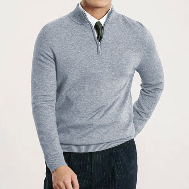 Men's Elegant Sweater with Stand-Up Collar and Zipper Mune Fashion