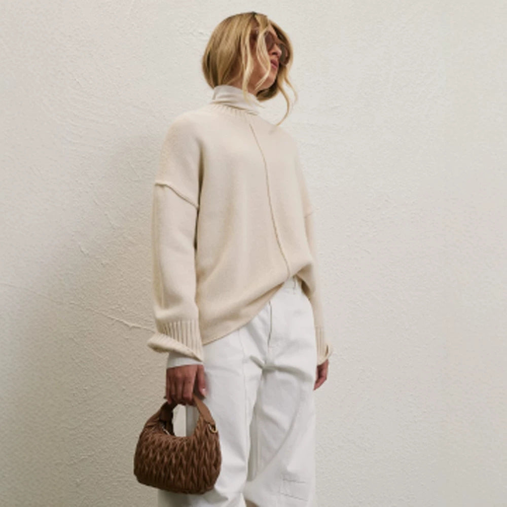Women Oversized Turtleneck Sweater with Concealed Center Seam Mune Fashion