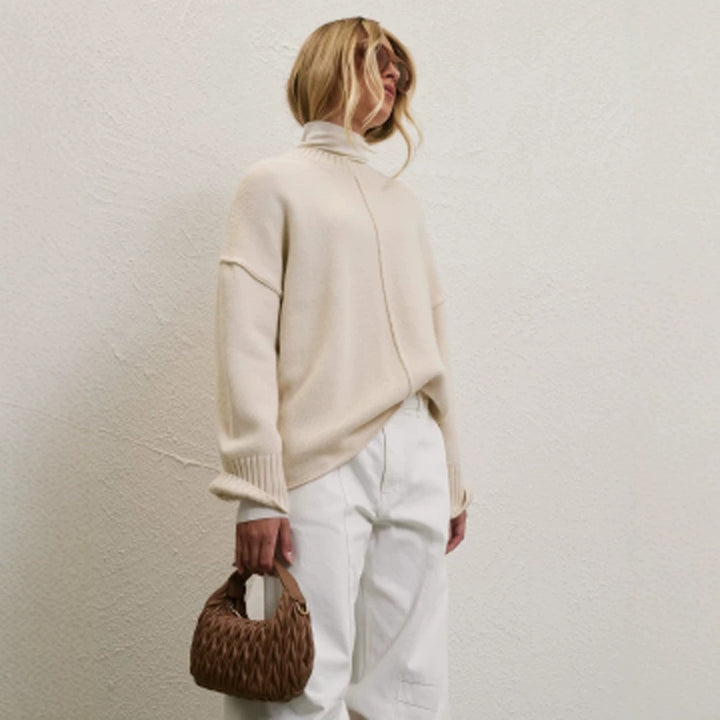 Women Oversized Turtleneck Sweater with Concealed Center Seam Mune Fashion