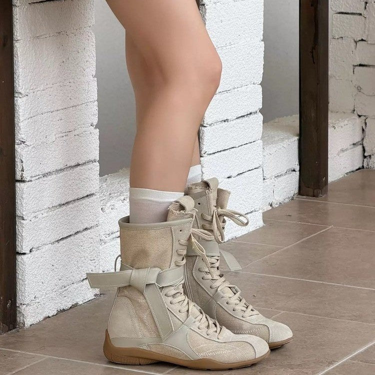 Women Fashionable and Comfortable Lace-Up Boots Mune Fashion