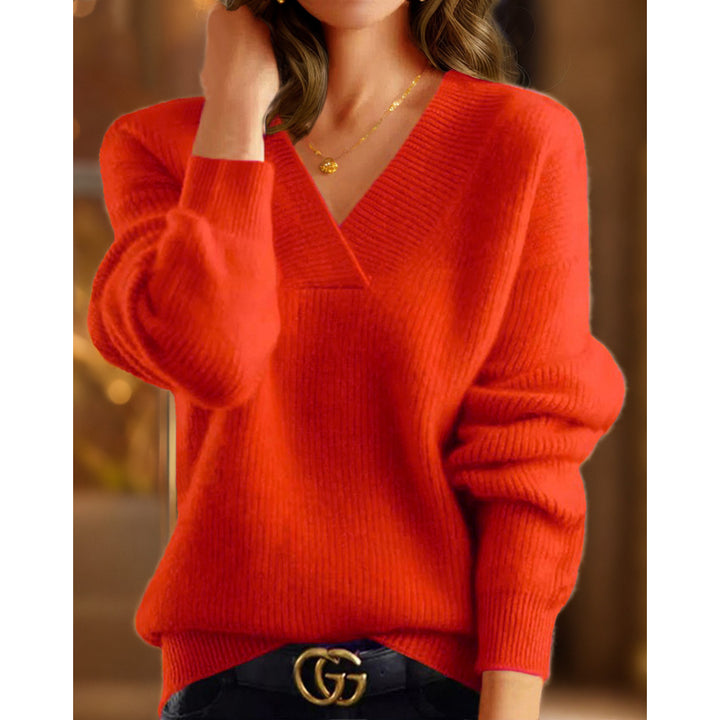 Women's cozy V-neck sweater made of fine knit Mune Fashion