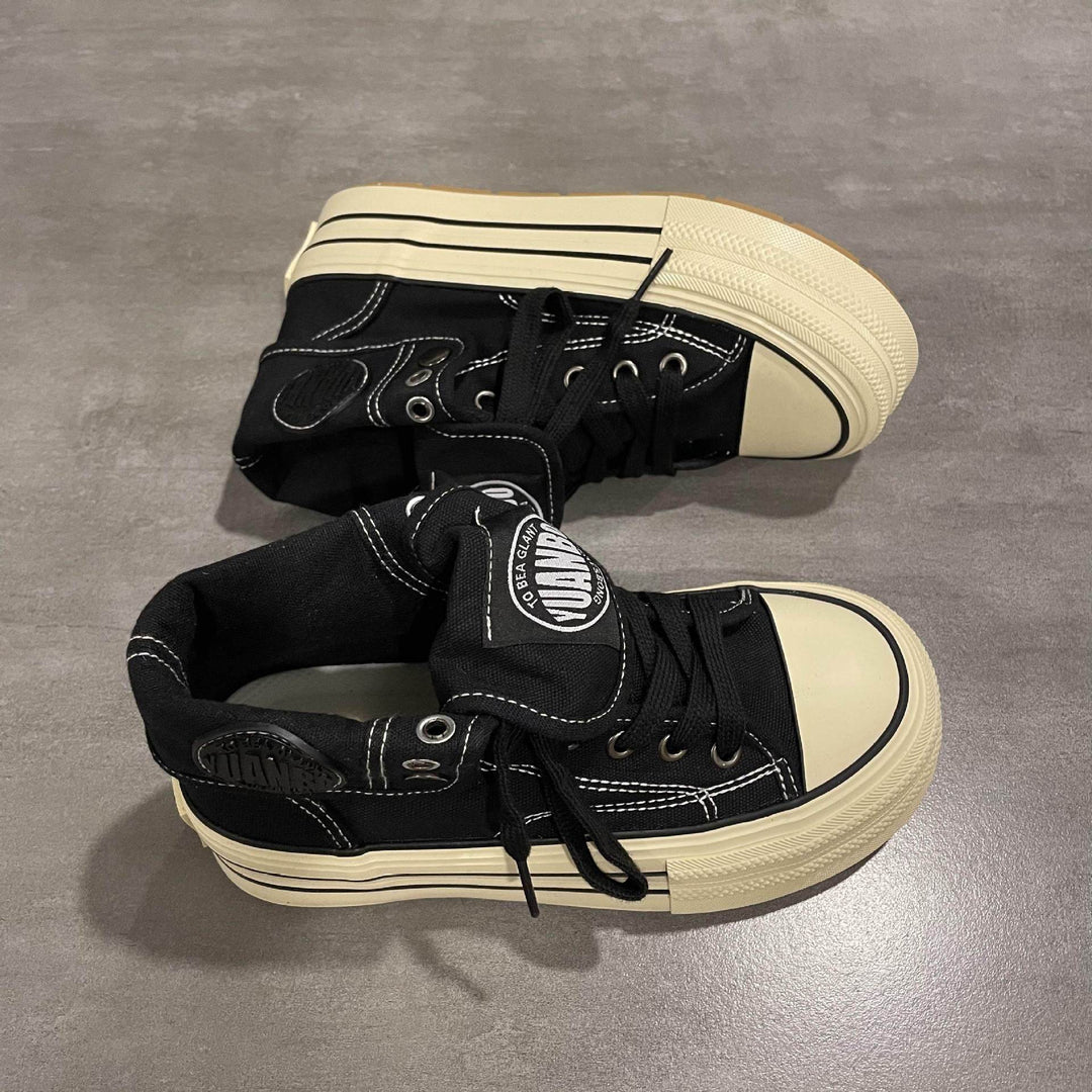 Women's High-Top Sneakers with Thick Rubber Sole and Side Zipper Mune Fashion