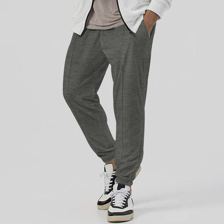 Men's tapered jogging pants in linen look with crease and cuff Mune Fashion