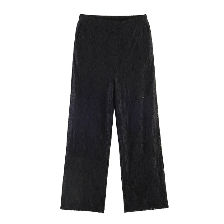 Women High Elastic Lace Pants with Wide Leg and High Waist Mune Fashion