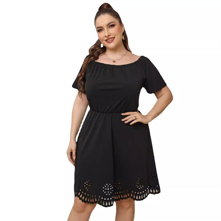 Women's Off-Shoulder Dress with Decorative Lace Pattern Mune Fashion