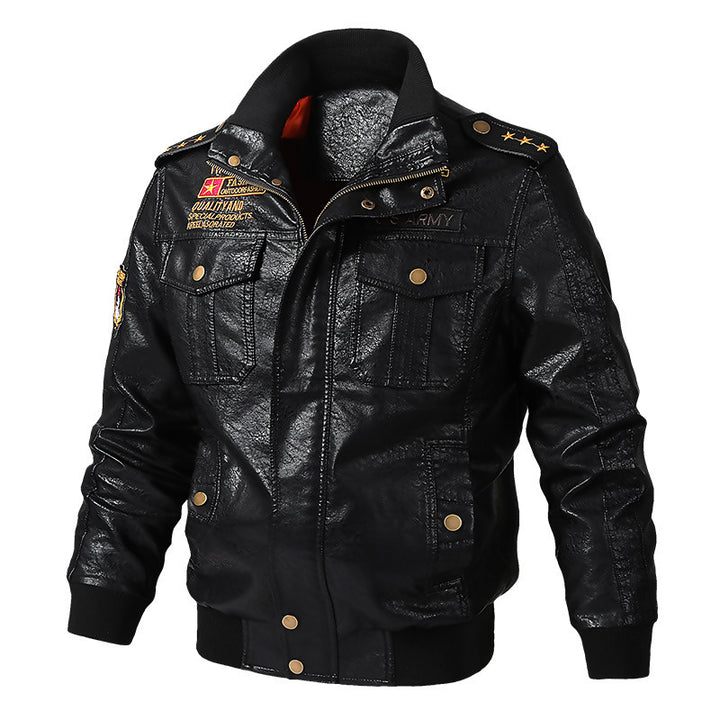 Men's Stylish Biker Jacket with Embroidered Appliqués Mune Fashion
