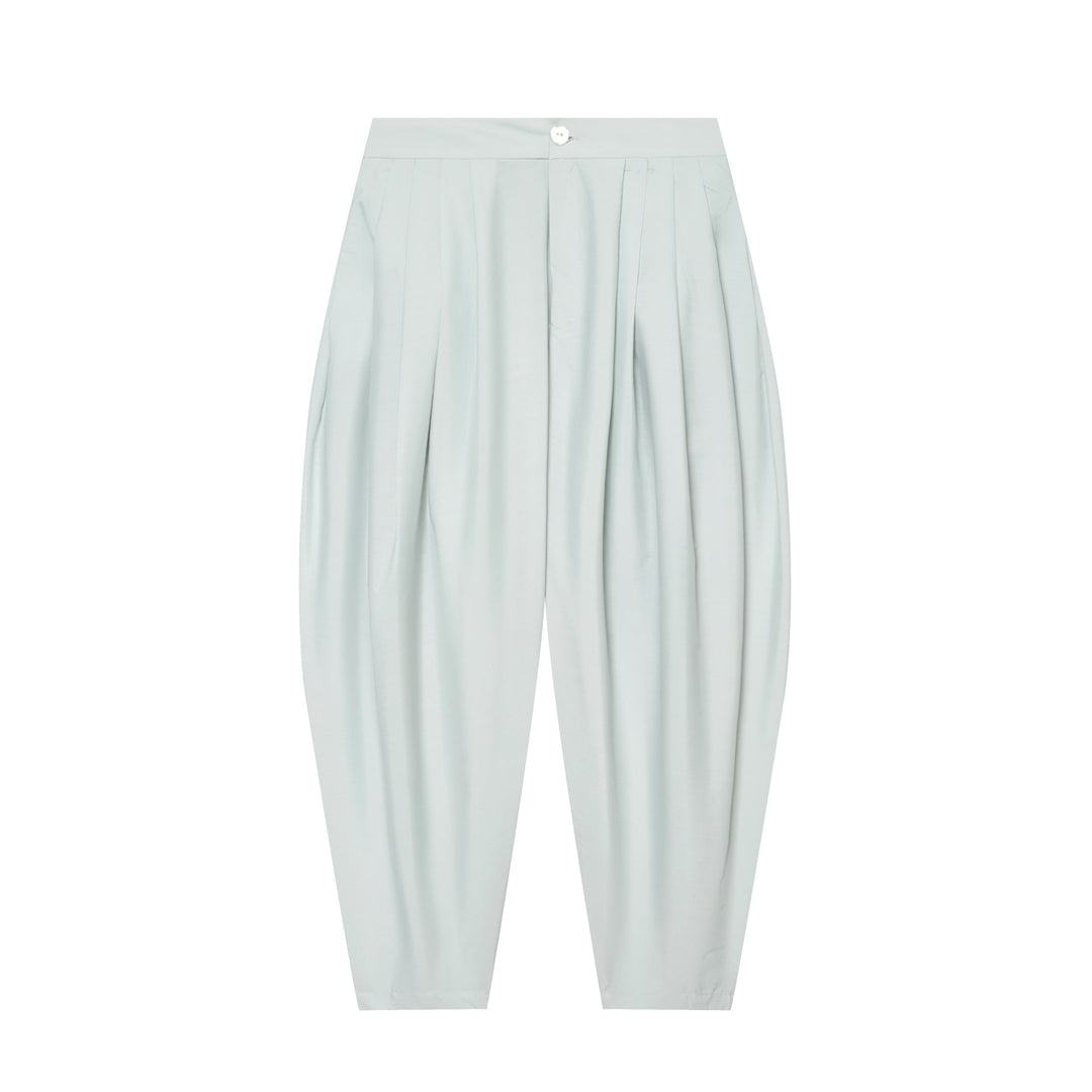 Women's High-Waisted Pleated Harem Pants with Tucks and Tapered Leg Mune Fashion