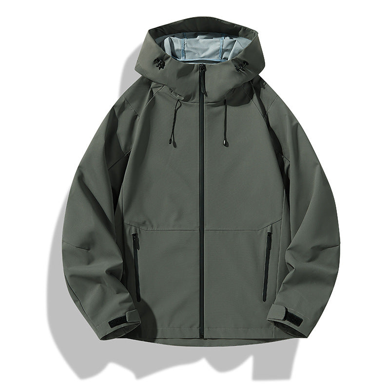 Men's Minimalistic Softshell Rain Jacket with TPU Membrane, Taped Seams and Adjustable Hood Mune Fashion