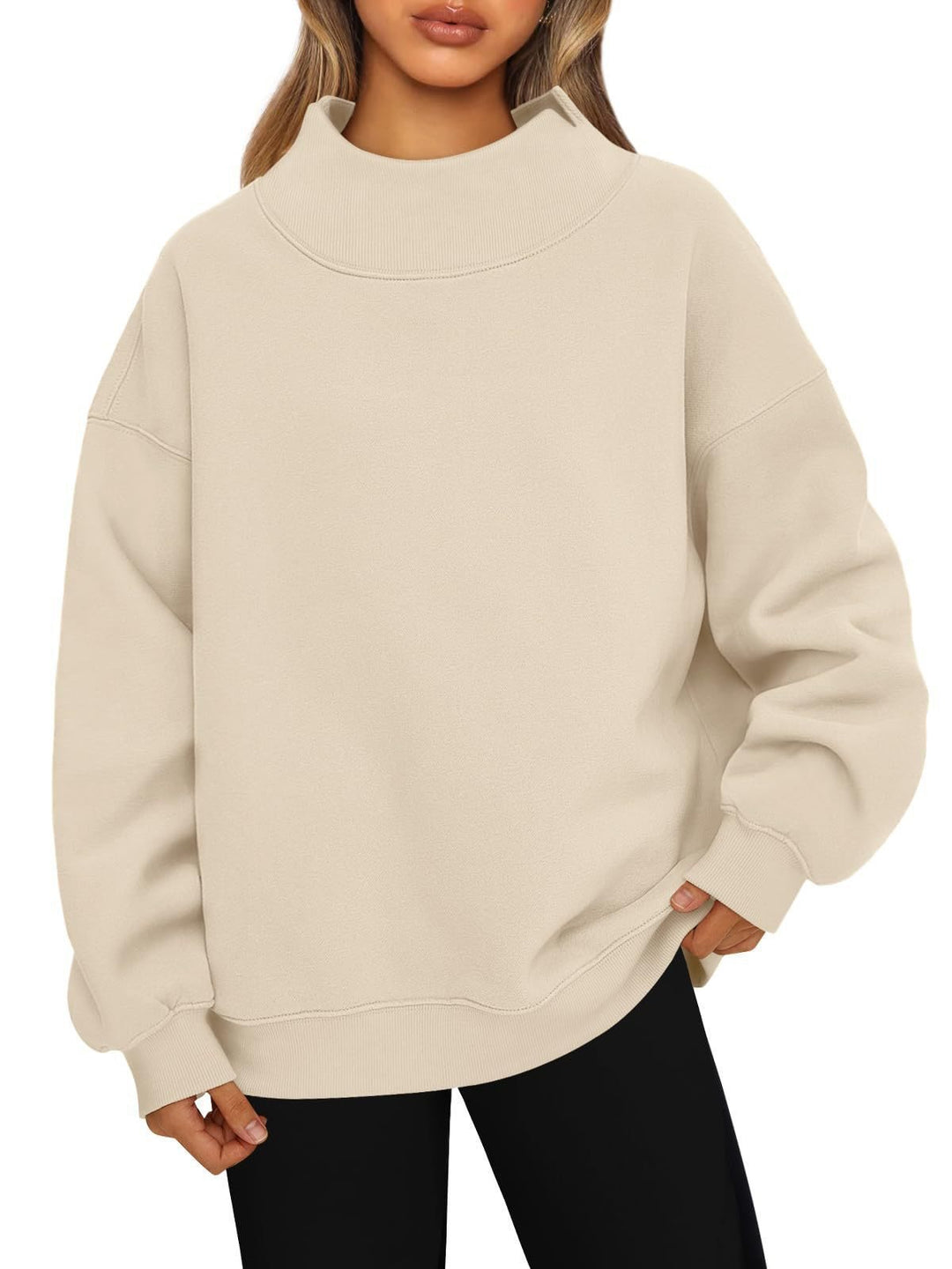 Women's oversized sweatshirt with high stand-up collar and dropped shoulder Mune Fashion