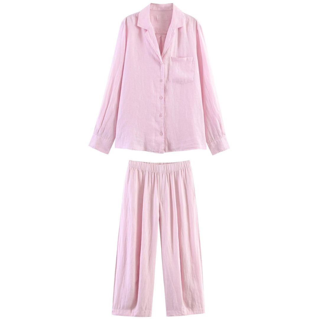Women's Lightweight Linen Blouse with Shirt Collar, Chest Pocket and Loose Oversized Silhouette Mune Fashion