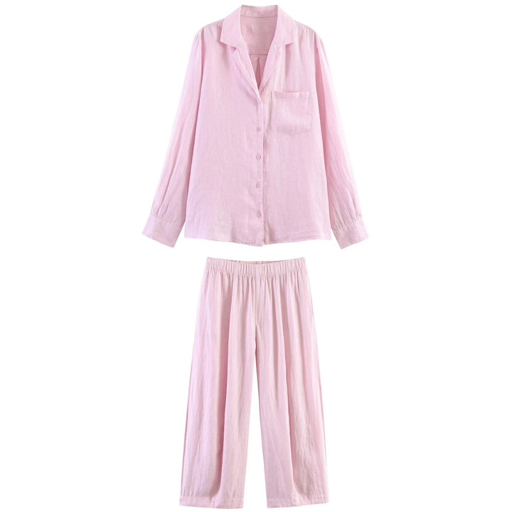 Women's Lightweight Linen Blouse with Shirt Collar, Chest Pocket and Loose Oversized Silhouette Mune Fashion