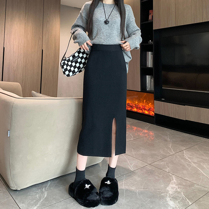 Ladies Elegant and Comfortable Midi Skirt with Stylish Slit Mune Fashion