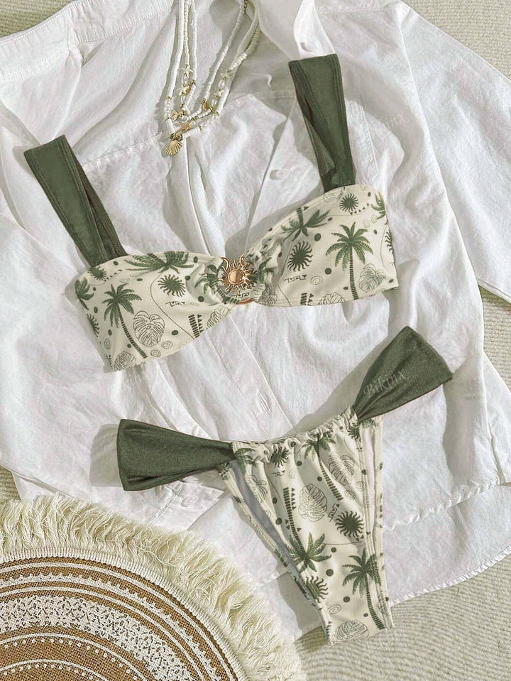 Women's Elegant Bandeau Bikini with High Leg Cut Mune Fashion