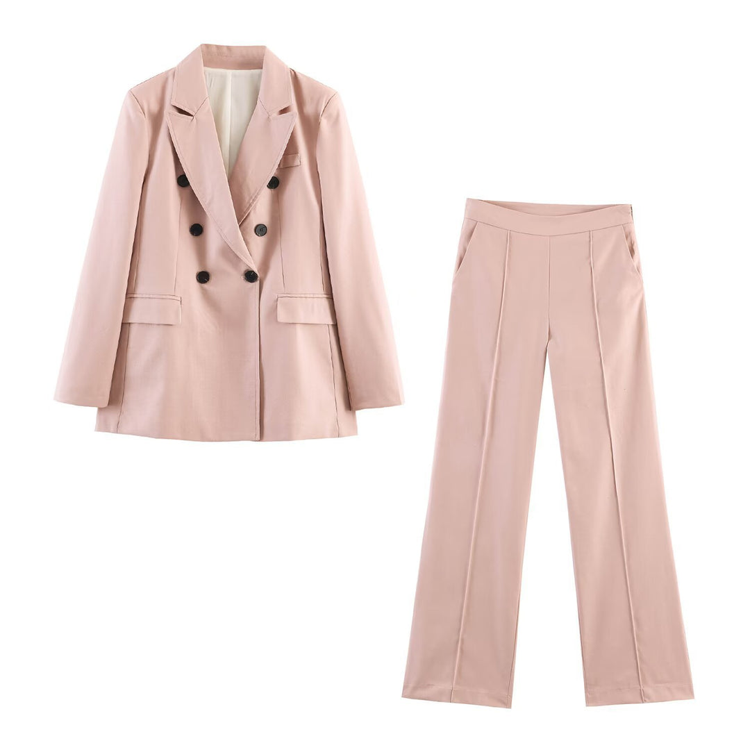 Women Wide High-Waist Suit Pants with Crease and Side Pockets Mune Fashion