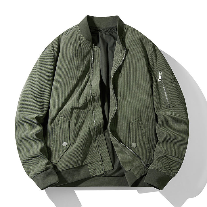 Men's Sporty Bomber Jacket with Zipper and Practical Pockets Mune Fashion