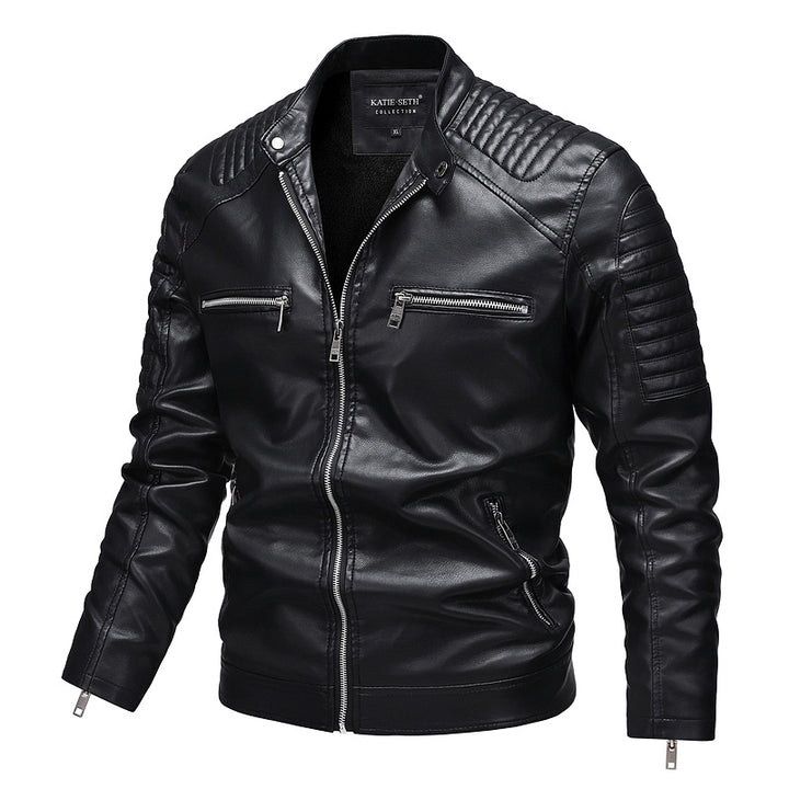 Men's Fashion Faux Leather Jacket with Zipper and Textured Accents Mune Fashion