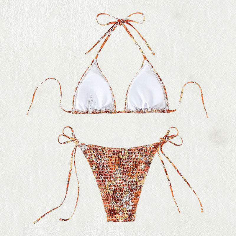 Women's triangle bikini with floral ruffle details and adjustable straps Mune Fashion