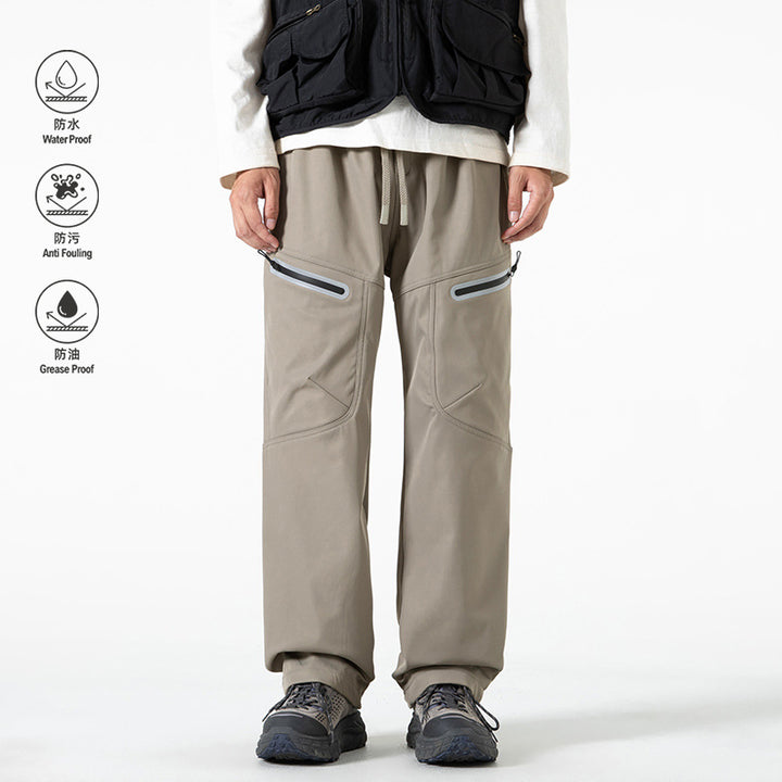 Men's Technical Cargo Jogging Pants with Straight Leg, Zipper Pockets and Drawstring Waist Mune Fashion