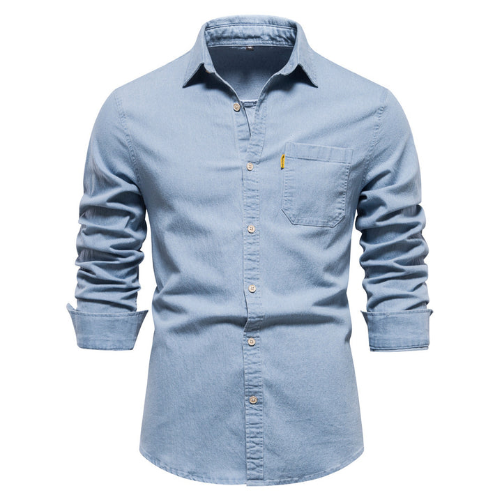 Men's narrow cut denim shirt with Kent collar and patch chest pockets Mune Fashion