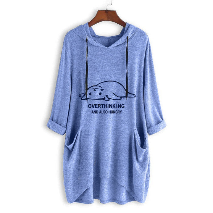 Women's Casual Hoodie Dress with Cartoon Print, Oversized Cut and Slip Pockets Mune Fashion