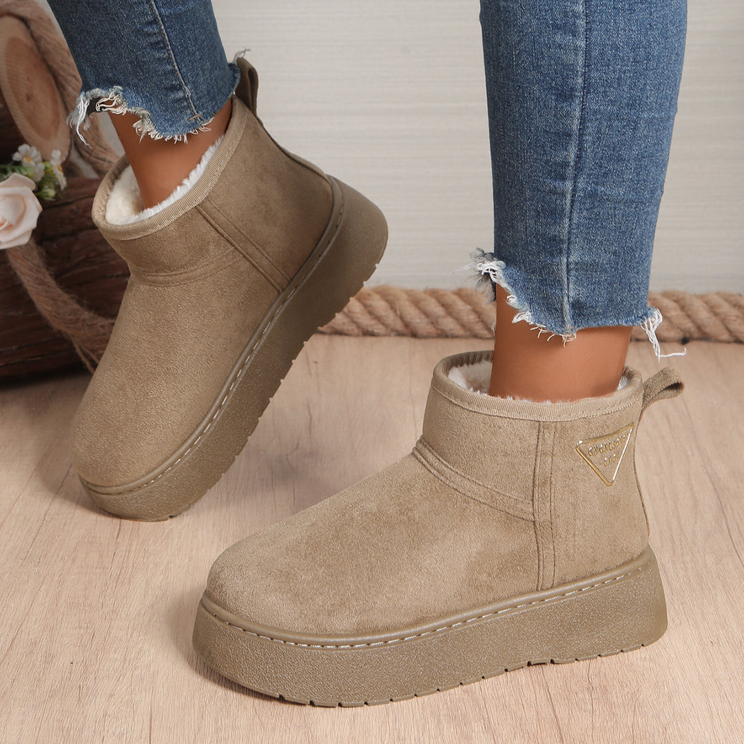 Women Cushioned Platform Ankle Boots in Suede Look with Teddy Lining Mune Fashion
