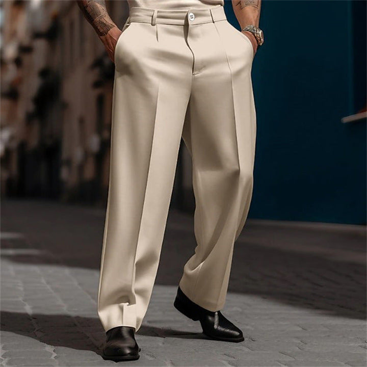 Men's Classic Suit Trousers with High Waistband and Wide Legs Mune