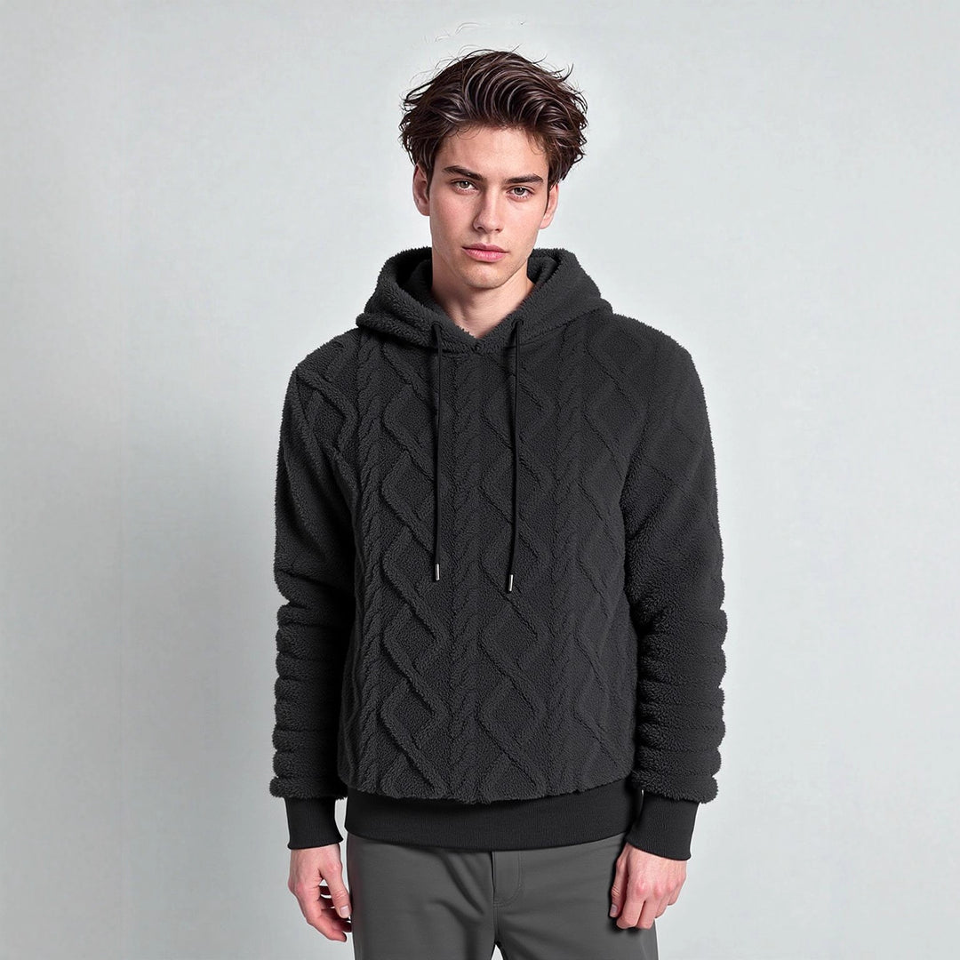 Men's teddy fleece hoodie with diamond structure, lined hood, and soft ribbed cuffs Mune Fashion