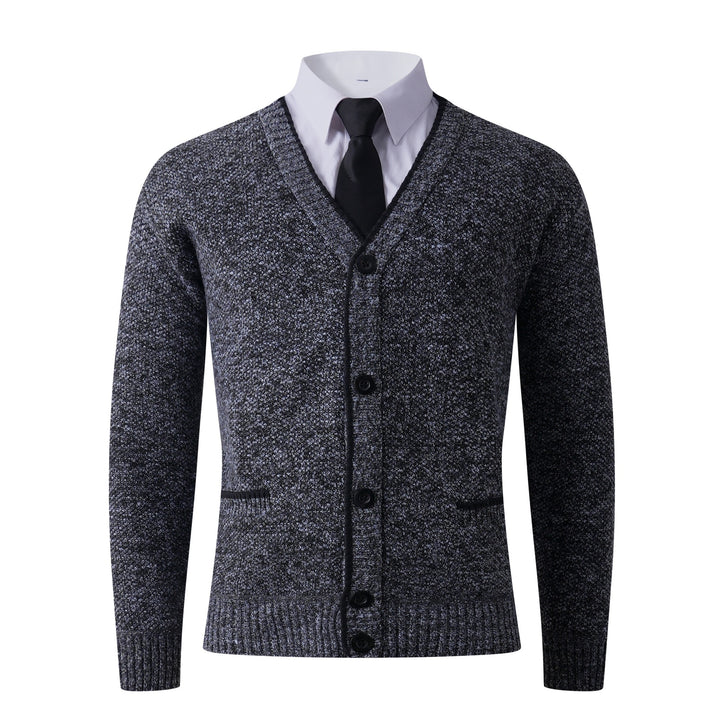 Men's Structured Knit Cardigan with V-Neck, Button Placket and Pockets Mune Fashion