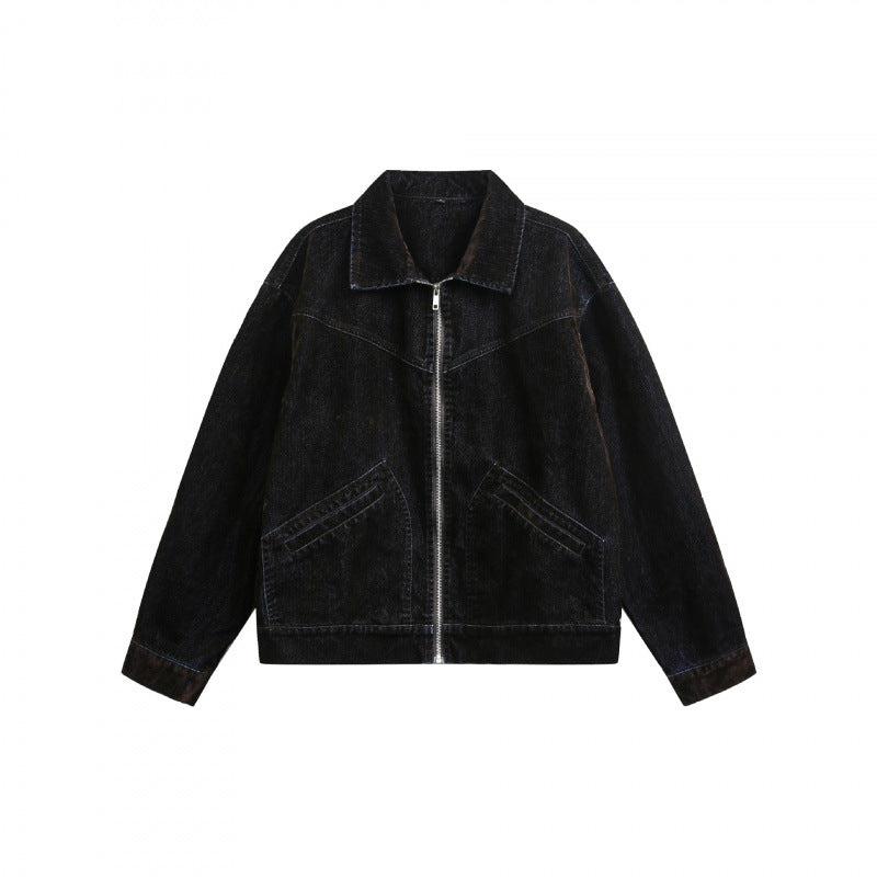 Men's Boxy Cord Blouson Jacket with Metal Zipper, Shirt Collar and Angled Insert Pockets Mune Fashion