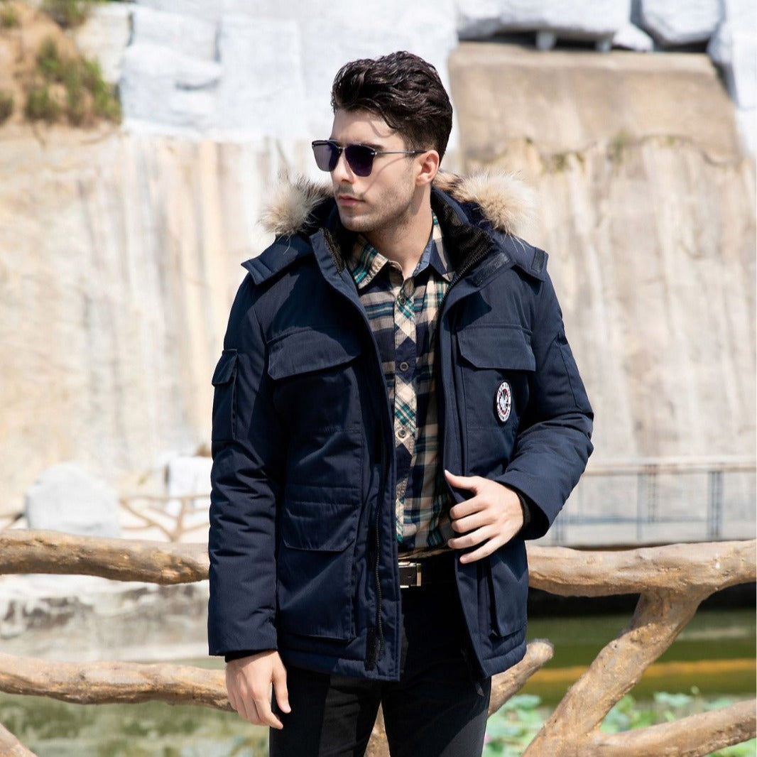 Men's insulated field parka with detachable faux fur collar and multiple pockets Mune Fashion