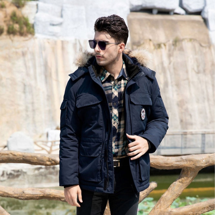 Men's insulated field parka with detachable faux fur collar and multiple pockets Mune Fashion