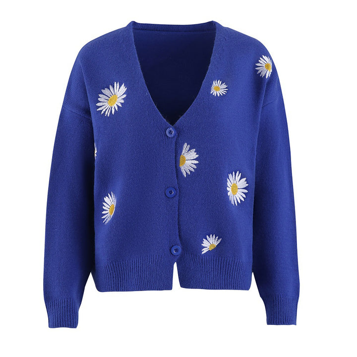 Women's knit cardigan with daisy embroidery Mune Fashion