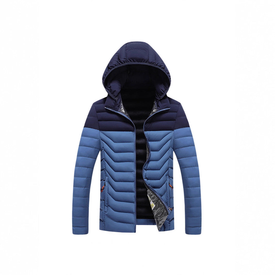 Men's ultra-light quilted hooded jacket with chevron quilting, windproof outer layer and thermal lining Mune Fashion