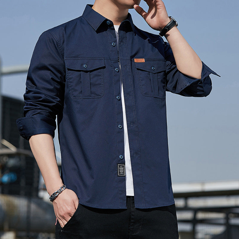 Men's utility overshirt made of cotton blend with chest patch pockets and reinforced seams Mune Fashion
