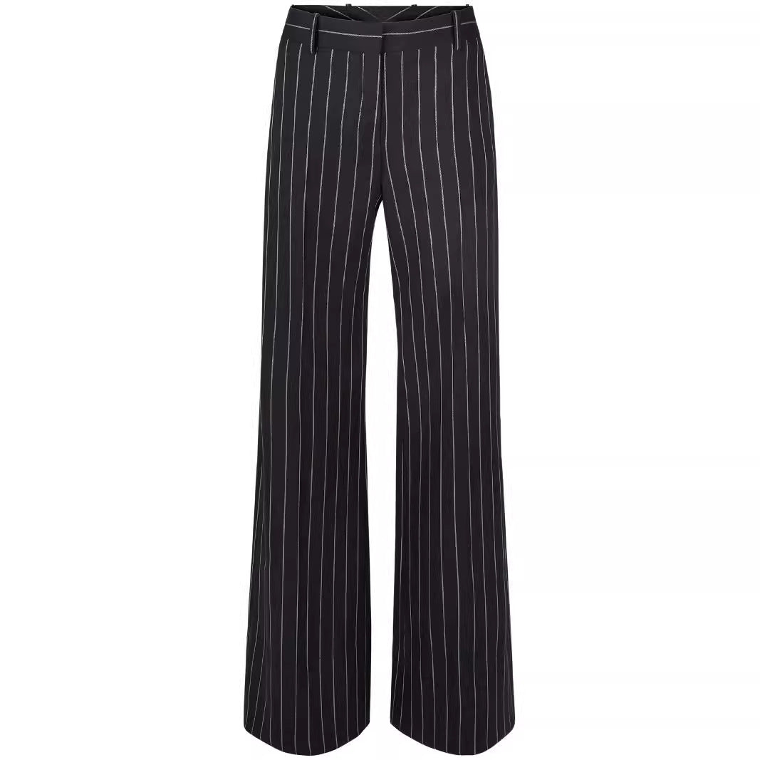 Ladies high-waisted wide pinstriped pants in tailoring style Mune Fashion