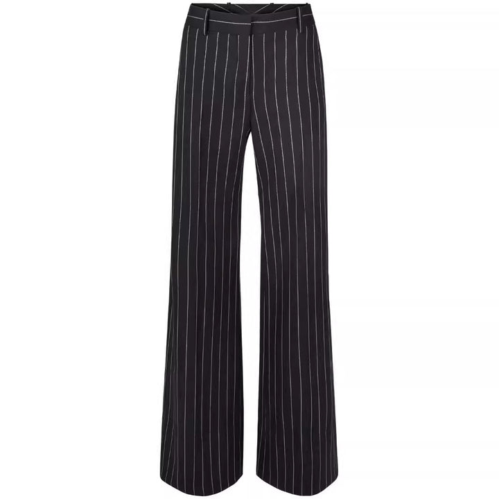 Ladies high-waisted wide pinstriped pants in tailoring style Mune Fashion