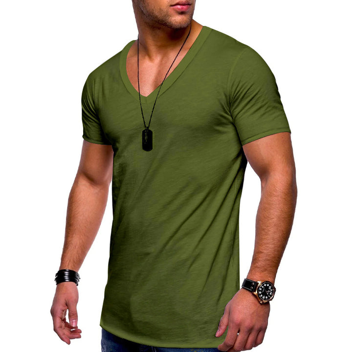 Men's V-neck T-shirt made of fine jersey with slim silhouette and flat seams Mune Fashion