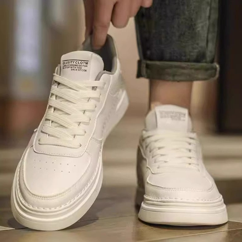 Unisex minimalist leather look platform sneaker with padded heel collar and shock-absorbing lightweight sole Mune Fashion
