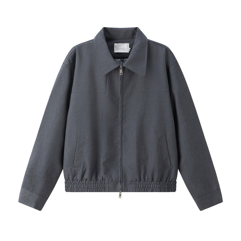 Unisex Lightweight Transition Blouson Jacket with Shirt Collar, Two-Way Zipper and Elastic Hem Mune Fashion