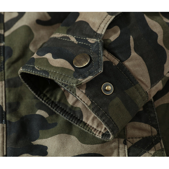 Men's Camouflage Field Jacket with Sherpa Lining and Multifunctional Utility Pockets Mune Fashion